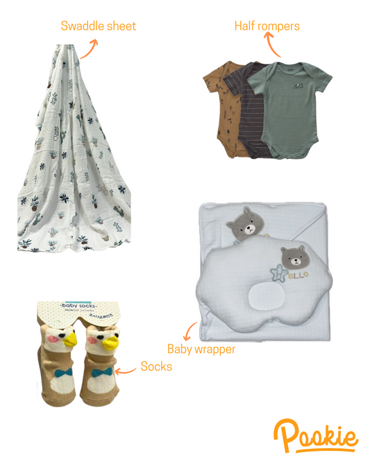 New Born Baby Gift Hamper | Baby Shower Gift Hamper | Baby Essential Clothes Set | Pack of 6 items