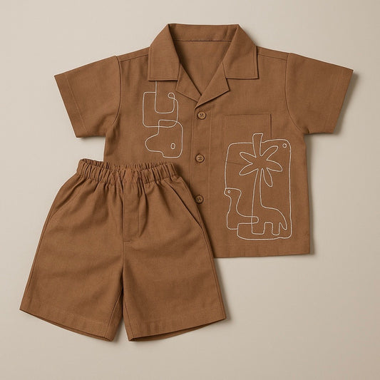 Unisex Linen-Flax Co-ord Set for Kids (Age 2-8 Years)