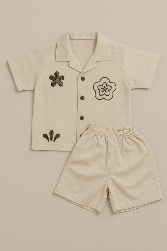 Unisex Linen-Flax Co-ord Set for Kids (Age 2-8 Years)