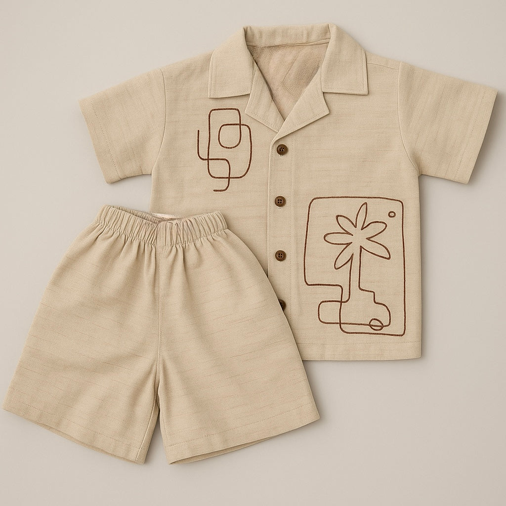 Unisex Linen-Flax Co-ord Set for Kids (Age 2-8 Years)