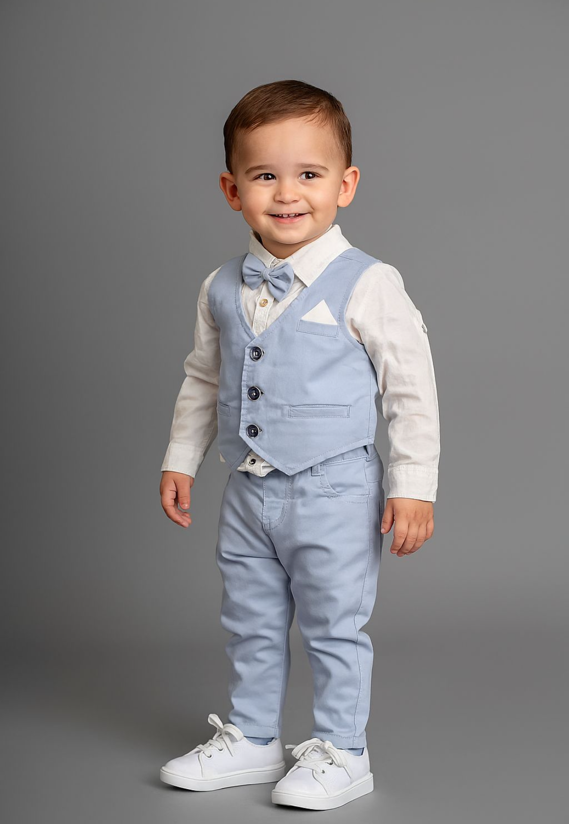 3-Piece set for Boys | Ages 6 months - 4 Years | Sky Blue/White
