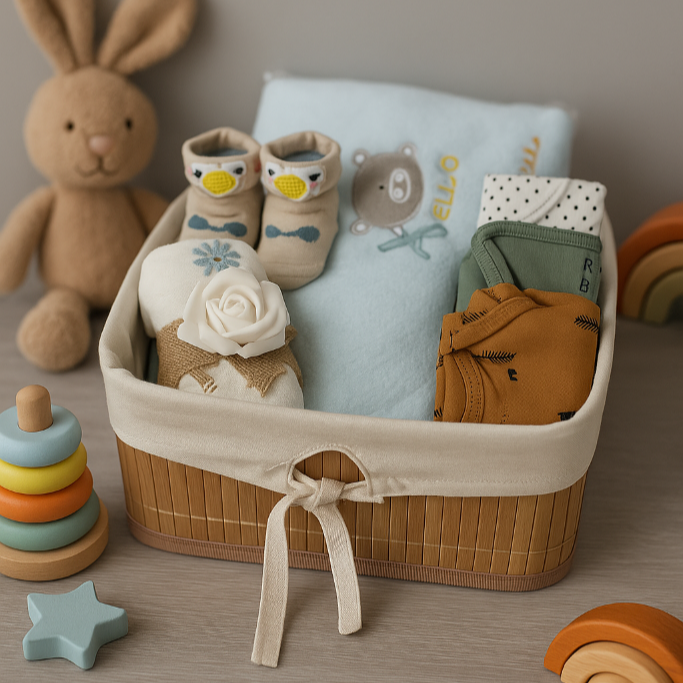 New Born Baby Gift Hamper | Baby Shower Gift Hamper | Baby Essential Clothes Set | Pack of 6 items