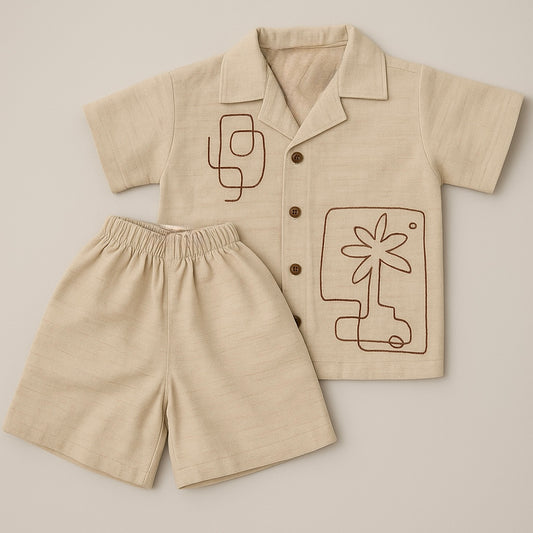 Unisex Linen-Flax Co-ord Set for Kids (Age 2-8 Years)