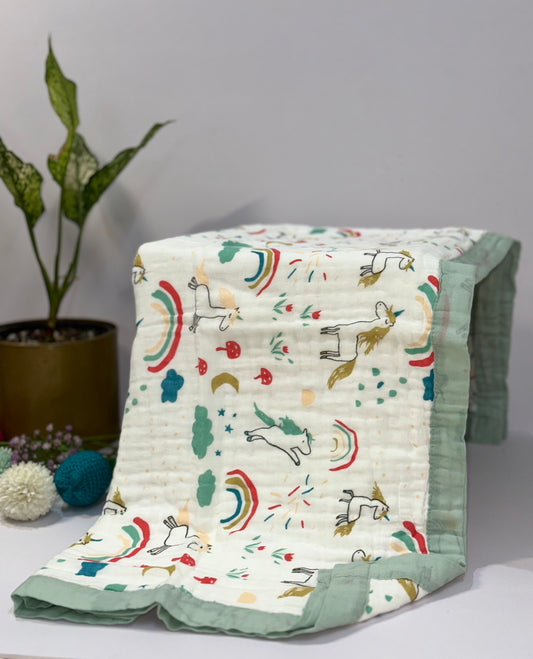 Muslin Cotton Dohar/Blanket - Unicorn