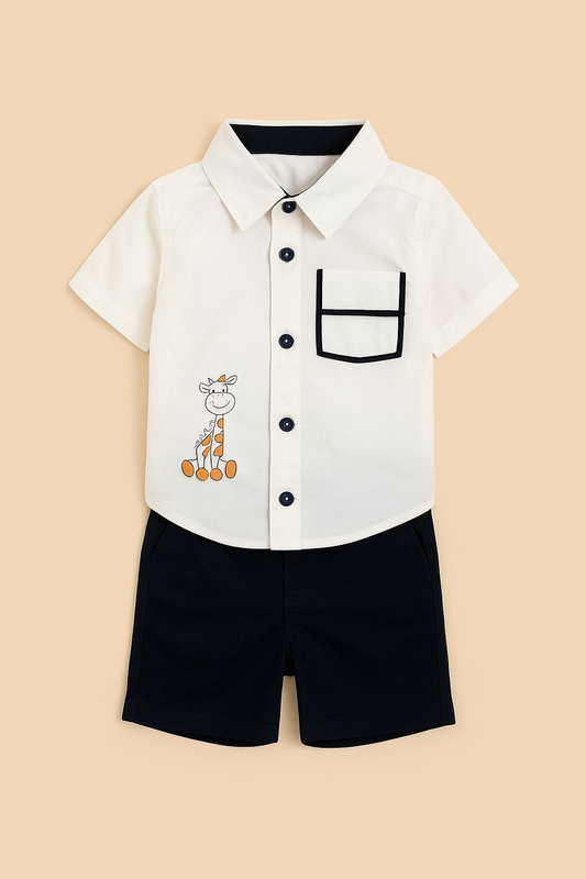 Shirt and Knicker Set for boys 1-4 Years (white and black)