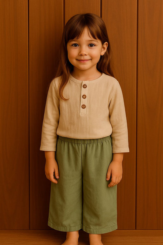 Unisex Muslin co-ord set for Kids | Ages 2 - 8 Years | Green