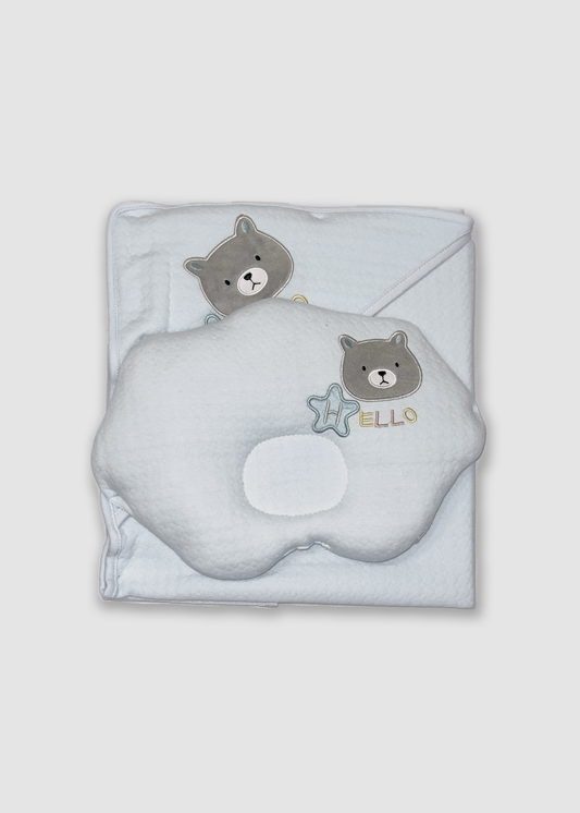 Baby Blue Raper Blanket with Pillow